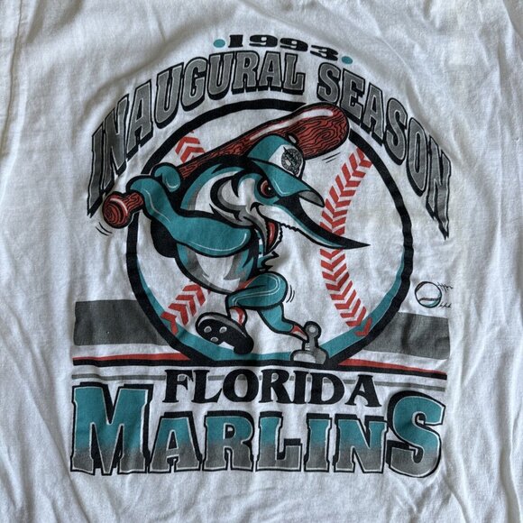 Vintage Florida Miami Marlins Inaugural 1993 Shirt Sz L Fits SM Single Stitch - Picture 2 of 11